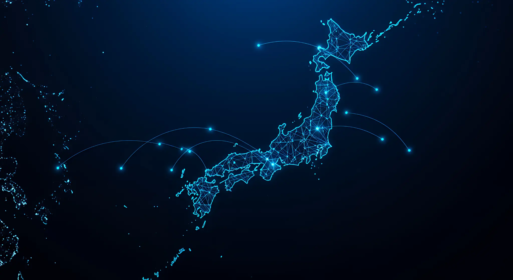 日本全国のネットワークを示すデジタルマップ